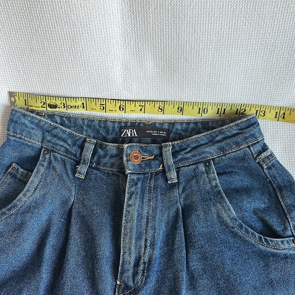 Zara Jeans 2 Blue Relaxed Fit Tapered Leg Slouchy Boho Bloggers Fave High-Rise - Picture 8 of 12